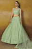 Amazing Mint Green Thread Embroidered Georgette Designer Lehenga Choli