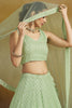 Amazing Mint Green Thread Embroidered Georgette Designer Lehenga Choli