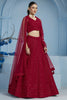 Magnetic Red Thread Work Georgette Reception Wear Lehenga Choli
