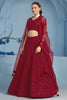 Magnetic Red Thread Work Georgette Reception Wear Lehenga Choli
