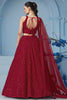 Magnetic Red Thread Work Georgette Reception Wear Lehenga Choli