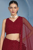 Magnetic Red Thread Work Georgette Reception Wear Lehenga Choli