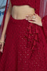Magnetic Red Thread Work Georgette Reception Wear Lehenga Choli