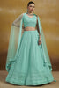 Fabulous Sky-Blue Thread Work Georgette Wedding Wear Lehenga Choli