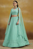 Fabulous Sky-Blue Thread Work Georgette Wedding Wear Lehenga Choli