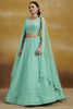 Fabulous Sky-Blue Thread Work Georgette Wedding Wear Lehenga Choli