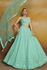 Fabulous Sky-Blue Thread Work Georgette Wedding Wear Lehenga Choli