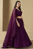 Winsome Wine Thread Embroidery Georgette Reception Wear Lehenga Choli