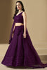 Winsome Wine Thread Embroidery Georgette Reception Wear Lehenga Choli