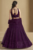 Winsome Wine Thread Embroidery Georgette Reception Wear Lehenga Choli