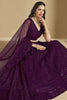 Winsome Wine Thread Embroidery Georgette Reception Wear Lehenga Choli