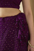 Winsome Wine Thread Embroidery Georgette Reception Wear Lehenga Choli