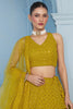 Alluring Yellow Sequins Work Georgette Haldi Wear Lehenga Choli