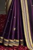 Wonderful Purple Embroidered Silk Wedding Wear Saree With Blouse