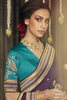 Wonderful Purple Embroidered Silk Wedding Wear Saree With Blouse