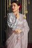 Splendid Baby Pink Swarovski Work Silk Reception Wear Saree With Blouse