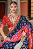 Wonderful Navy Blue Printed Silk Traditional Saree With Blouse