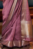 Lovely Mauve Handloom Weaving Chiffon Function Wear Saree With Blouse