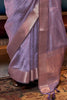 Alluring Lavender Handloom Weaving Function Wear Saree With Blouse