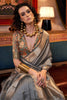 Ravishing Grey Handloom Weaving Chiffon Event Wear Saree With Blouse