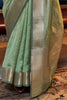 Stunning Olive Green Handloom Weaving Chiffon Function Wear Saree