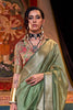 Stunning Olive Green Handloom Weaving Chiffon Function Wear Saree