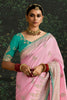 Charming Baby Pink Zari Weaving Silk Wedding Wear Saree With Blouse