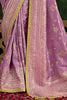 Wonderful Lavender Zari Weaving Silk Wedding Wear Saree With Blouse