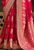 Astonishing Pink Zari Weaving Silk Reception Wear Saree With Blouse