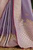 Shocking Lavender Zari Weaving Silk Wedding Wear Saree With Blouse