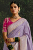 Shocking Lavender Zari Weaving Silk Wedding Wear Saree With Blouse