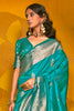 Lovely Blue Color Zari Weaving Silk Festival Wear Saree With Blouse