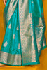 Lovely Blue Color Zari Weaving Silk Festival Wear Saree With Blouse