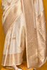Attractive Cream Zari Weaving Silk Festival Wear Saree With Blouse