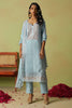 Stunning Sky-Blue Embroidered Organza Pant Suit With Dupatta
