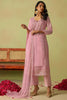Lovely Pink Embroidered Organza Traditional Pant Suit With Dupatta