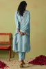 Stunning Sky-Blue Embroidered Organza Pant Suit With Dupatta