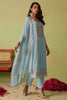 Stunning Sky-Blue Embroidered Organza Pant Suit With Dupatta