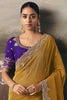 Beautiful Yellow Stone Work Silk Haldi Wear Saree With Blouse