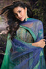 Ravishing Blue Embroidered Chinon Silk Ceremony Wear Palazzo Suit