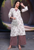 Excellent White Floral Printed Cotton Casual Wear Kurta With Palazzo