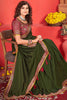 Bewitching Olive Green Sequins Vichitra Silk Festival Wear Saree