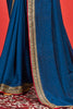 Alluring Blue Heavy Embroidery Work Vichitra Silk Function Wear Saree