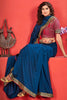 Alluring Blue Heavy Embroidery Work Vichitra Silk Function Wear Saree