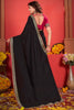 Delightful Black Embroidered Vichitra Silk Function Wear Saree