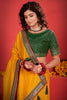 Enjoyable Mustard Heavy Border Work Vichitra Silk Haldi Wear Saree