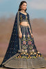 Wonderful Navy Blue Zari Work Georgette Wedding Wear Lehenga Choli