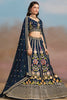 Wonderful Navy Blue Zari Work Georgette Wedding Wear Lehenga Choli