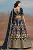 Wonderful Navy Blue Zari Work Georgette Wedding Wear Lehenga Choli