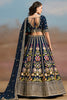 Wonderful Navy Blue Zari Work Georgette Wedding Wear Lehenga Choli
